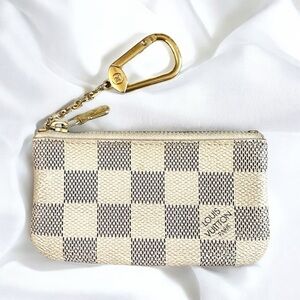 Louis Vuitton Checkered Key Pouch - Cream and Black